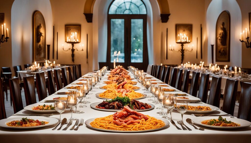 Traditional Italian feast at Maggiano's Little Italy