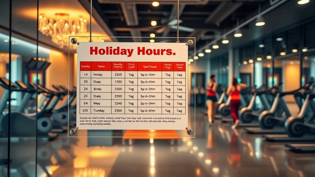 gym holiday schedule variations