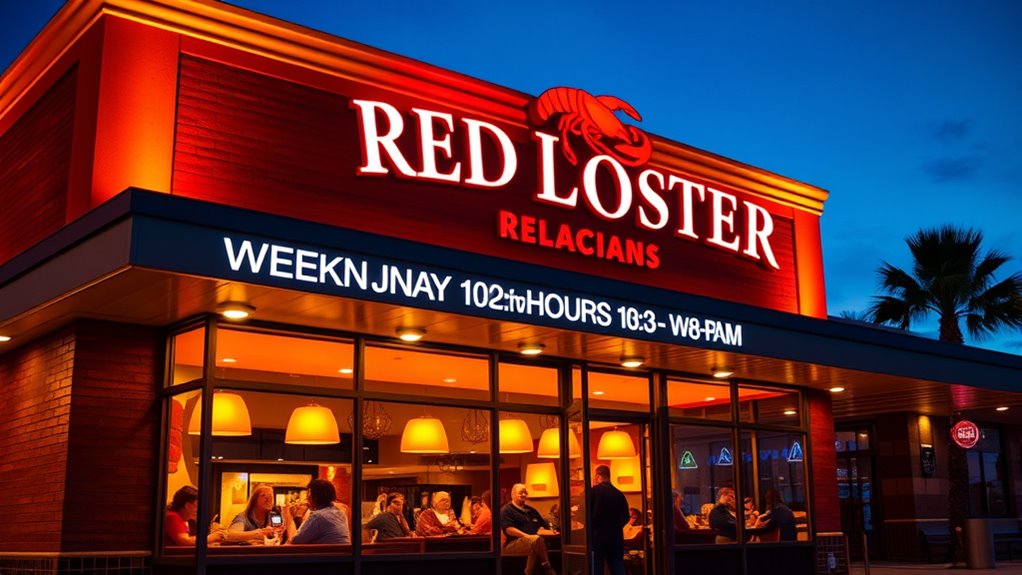 red lobster weekday hours