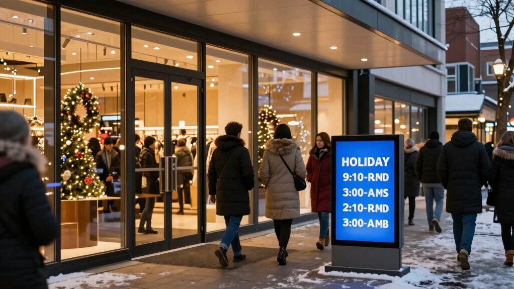holiday hours announcement timing
