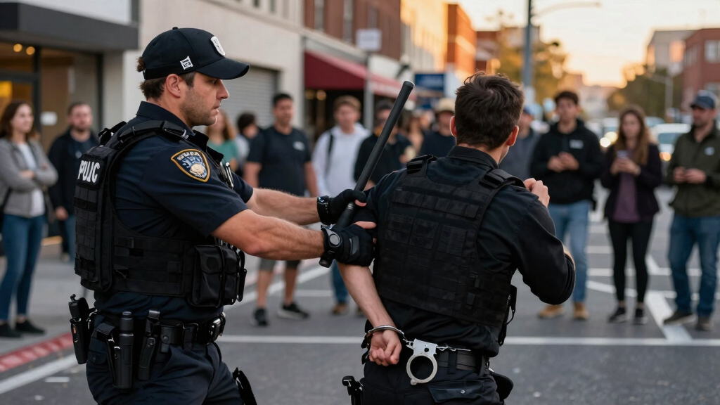 Four arrested and officer hurt in violent disorder