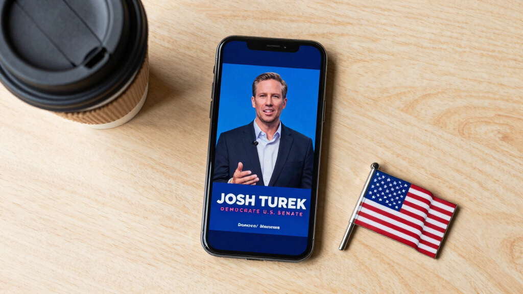 Licensable picture: Democratic U.S. Senate candidate Josh Turek speaks to supporters during the Iowa Democrats’ Liberty and Justice fundraiser on